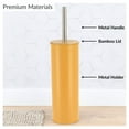 thumbnail image 4 of Mustard Yellow Metal Toilet Brush and Holder Set With Bamboo Lid, 4 of 9
