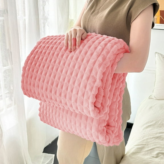 Fleece Throw Blanket for Couch – 3D Ribbed Jacquard Soft and Warm Decorative Fuzzy Blanket – Cozy, Fluffy, Plush Lightweight Throw Blankets for Bed, Sofa,39x28 inches