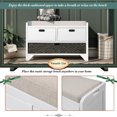 thumbnail image 6 of Wood Storage Bench with 1 Removable Basket and 2 Drawers, Fully Assembled Shoe Stool W/Removable Cushion for Hallway,Entryway,Bedroom,Living Room (White), 6 of 8