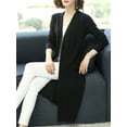 thumbnail image 5 of Womens Open Front Knit Long Sleeve Slits Drape Duster Coat Cardigan Sweater with Pockets, Black Side Slit, 5 of 5