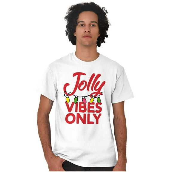 Christmas Lights Jolly Vibes Only Men's Graphic T Shirt Tees Brisco Brands S