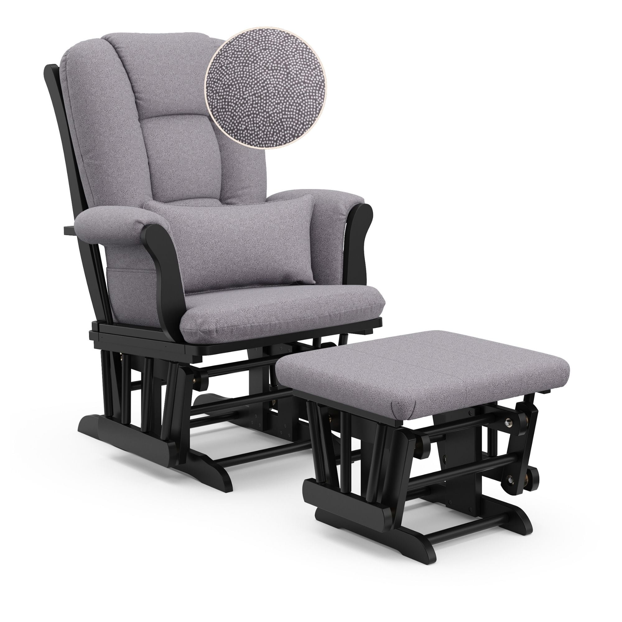 Storkcraft Tuscany Infant Nursery Glider & Ottoman Black with Gray Swirl