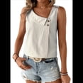 thumbnail image 3 of Blusa Informal Sin Mangas con Cuello en V Asimétrico y Estampado A Rayas para Mujer, Blusa de Verano Albaricoque L, 3 of 10