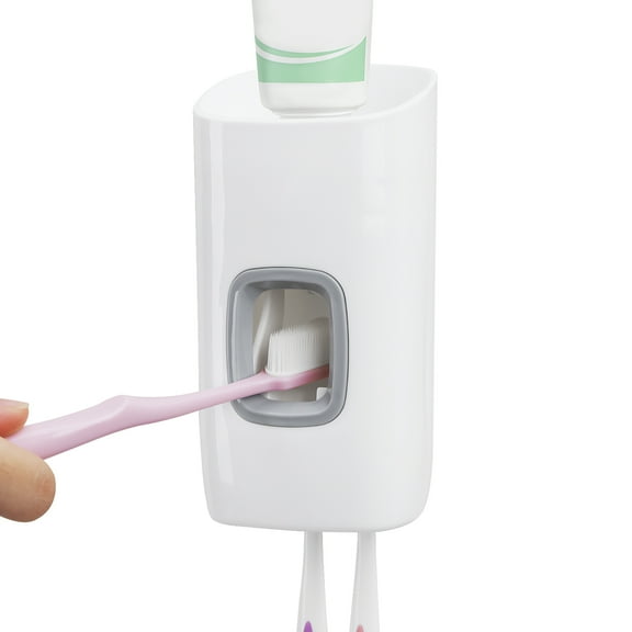 DODAMOUR Automatic Toothpaste Dispenser Squeezer, Toothbrush Holder Wall Mounted, Self Adhesive Toothbrush Storage Stand for Bathroom (Blue)