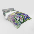 thumbnail image 3 of Floral Duvet Cover Set, Close up of Violet Flowers with Mountains on the Background Botanical Garden Art, Bedding Set with Shams and Fitted Sheet, 3 Sizes, by Ambesonne, 3 of 3