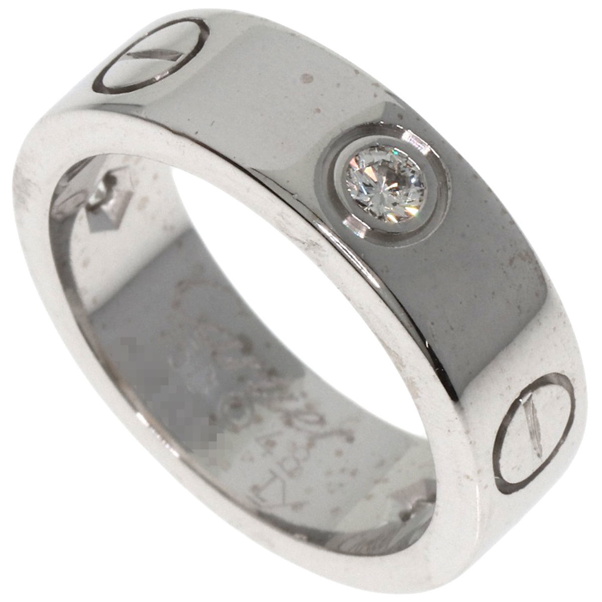 Pre-Owned Cartier Love Ring 3P Diamond #48 K18 White Gold Women's (Good)