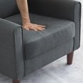 thumbnail image 4 of Modern Single Sofa Chair, Comfortable Fabric Upholstered Accent Chair, Solid Wood Leg Armchair for Living Room Bedroom Apartment, Dark Gray, 4 of 9