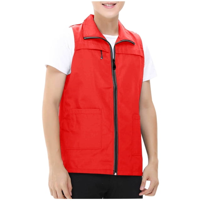 Gilet Blazer pour Hommes, Tissu en Suède pour la Sieste, Col Rabattu, Fermeture Éclair devant, Conception à Multiples Poches, Veste d'Extérieur Respirante