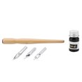 thumbnail image 2 of Dip Pen, Comic Pen Nib Set Calligraphy Pen Ink Pens For Drawing Ink Nib Stainless Steel Drawing Comic Pen Nib Calligraphy Nibs with Wooden Holder For Writing, Painting, Signing, 2 of 7