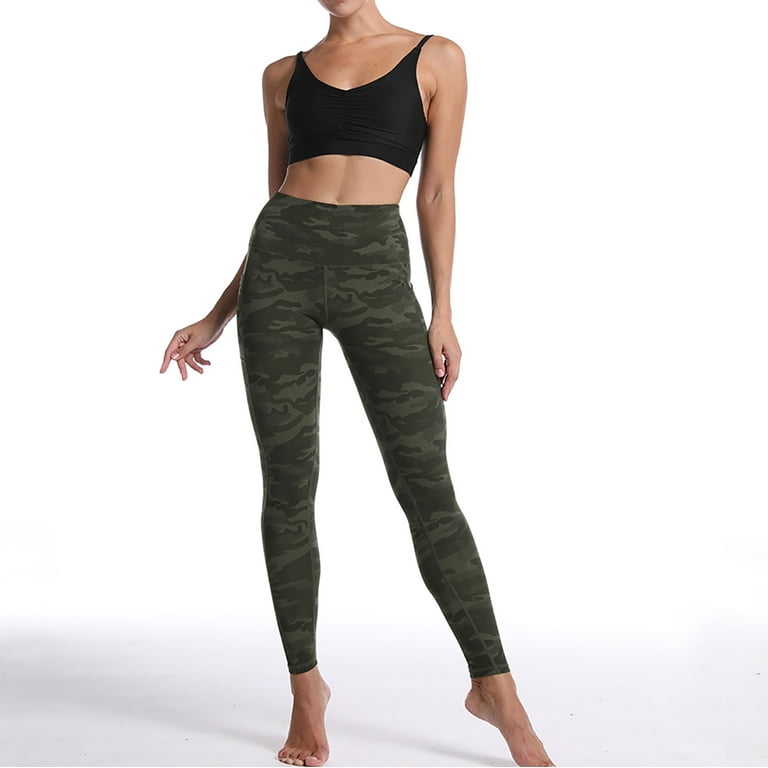 BYOIMUD Womens Yoga Pants for Women Sweatpants Abdominal Control Camouflage  Print Pocket Workout Pants Butt Lift Tights Workout Pants Stretch Athletic  Slimming High Waist Yoga Leggings Green S 