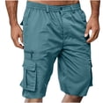 thumbnail image 2 of RYDCOT Men's Casual Twill Cargo Shorts Zip Fly Cotton Elastic Waist Loose Fit Workout Running Shorts with Muti Pockets Sky Blue, 2 of 8