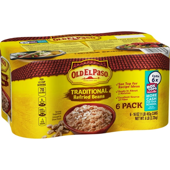 Old El Paso Traditional Refried Beans, 6 cans, 96 oz.