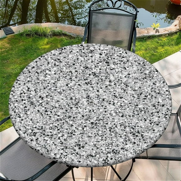 Round Fitted Tablecloth with Elastic Edge Design Table Cover Waterproof Stain-Resistant Wipeable Table Cloth Best for 38"-42" Round Tables Gray