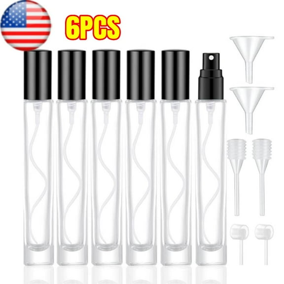 6PCS Glass Spray Bottle, Thick Glass Atomizer, Perfume Decanter Kit, Small Travel Perfume Atomizer Bottle Refillable 10ml