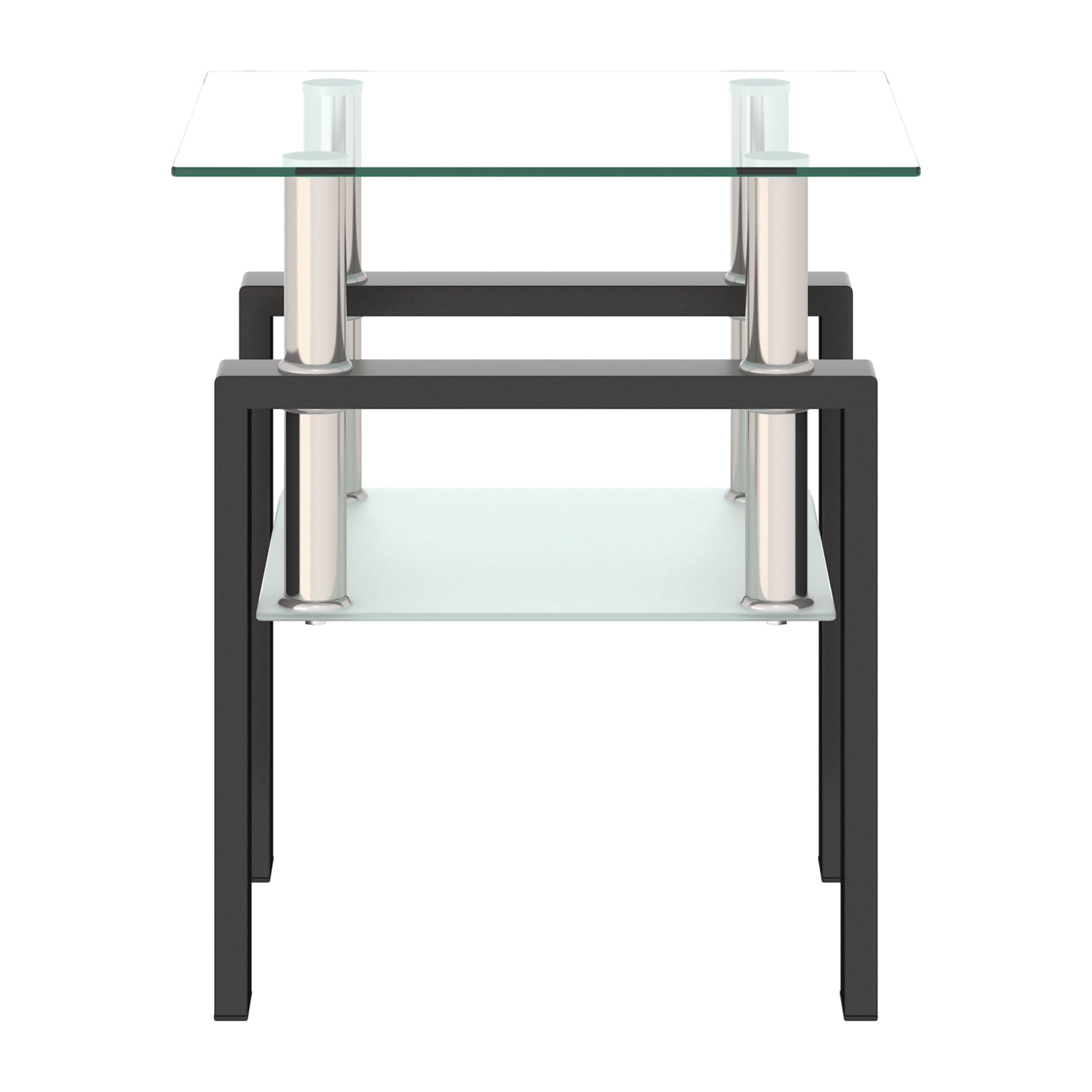 Euroco 1-Piece Modern Tempered Glass Tea Table Coffee Table End Table, Square Table for Living Room, Transparent/Black