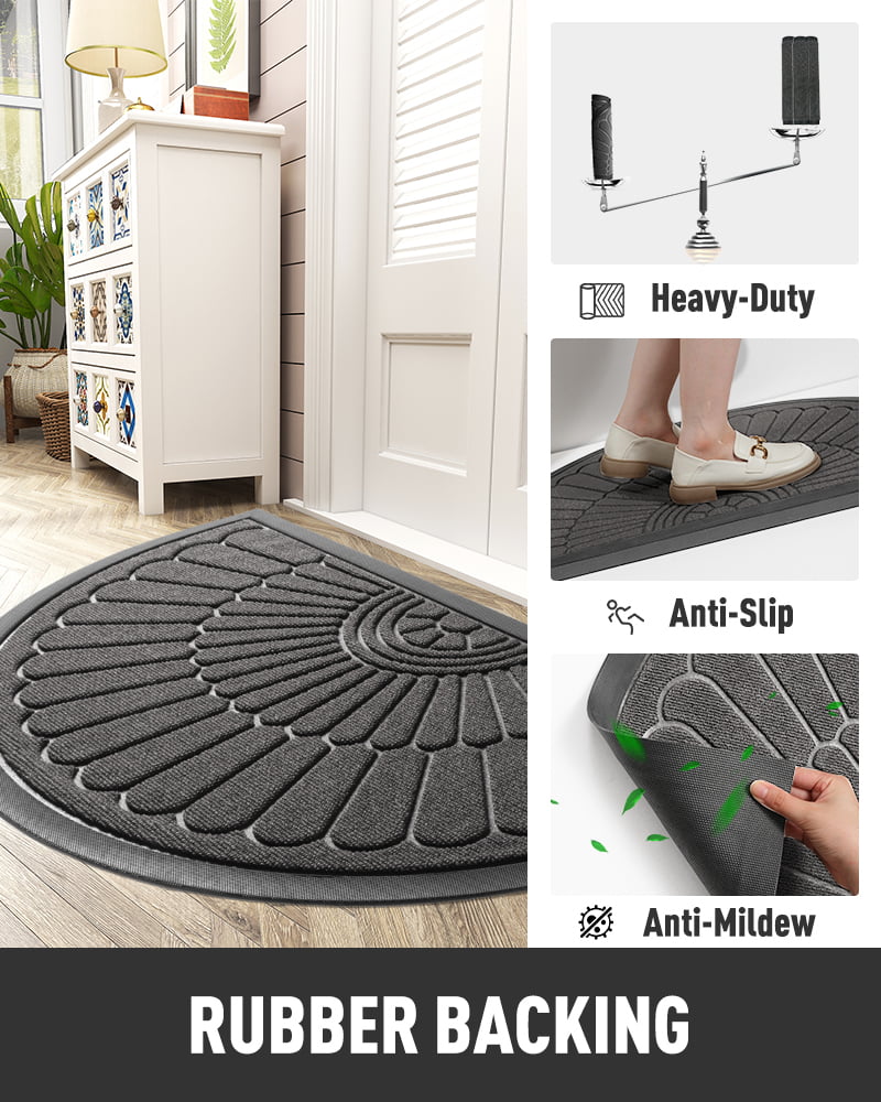 SIXHOME Outdoor Mat 24x35 Non Slip Rubber Front Door Mat for Entrance  Outside Welcome Mat Low Profile Dirt Trapper Half Round Doormat Entry Rug