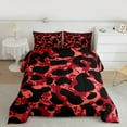 thumbnail image 2 of jejeloiu Chic Cheetah Print Full Size Comforter Sets,Wildlife Leopard Bedding Comforter Set,Red Black Bedding Sets For Men Women,Breathable Home Decor Reversible,3 Pieces, 2 of 8