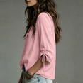thumbnail image 4 of dazeni Oversized Blouse for Women Ruched Drawstring Long Sleeve Tops Loose Fit V Neck Shirts Casual Dressy Top Pink Large, 4 of 6