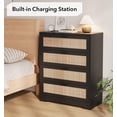 thumbnail image 4 of 4 Drawer Dresser for Bedroom, Rattan Modern Closet Dressers Chest of Drawers, Wood Dresser for Closet, Living Room, Hallway, 4 of 7