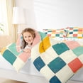 thumbnail image 4 of Homewish Vintage Colorful Plaid Queen Comforter Set for Kids, Square Checkered Buffalo Bedding Sets, Chic Art Abstract Reversible Bedding Comforter Set, Lightweight Room Decor, 3-Piece, 4 of 8