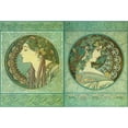 thumbnail image 3 of Vintage Apple Collection 18x13 Black Modern Framed Museum Art Print Titled - Mucha Green Medallions, 3 of 5