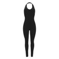 thumbnail image 5 of Gibobby pantalones siameses de pierna ancha Mono multicolor informal deportivo delgado con cuello colgante y nalgas sin espalda para mujer(Negro， XL), 5 of 5