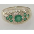 thumbnail image 5 of LBG 925 Sterling Silver Real Genuine Emerald Womens Band Ring - Size 8.25, 5 of 6
