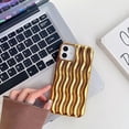 thumbnail image 3 of Funda para iPhone con diseño de ondas 3D y bordes rizados, de silicona suave, fina, a prueba de golpes (chapada en oro brillante, iPhone 13 Pro), 3 of 8