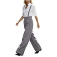 thumbnail image 5 of Zynoxe Womens Plus Size Wide Leg Pants Trendy Straight Pleated Detachable Suspender High Waistband Suit Trousers with Pockets Gray S, 5 of 7