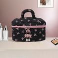 thumbnail image 5 of Unique Bargains 1 Pc Large Pendant Bow Makeup Bag Black Pink Polyester, 5 of 6