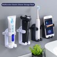 thumbnail image 1 of Toothbrush Holder Wall-mounted Punch Free Easy to Install Multifunction Electric Shaver Storage Rack Daily Use, 1 of 8