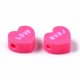 thumbnail image 3 of Handmade Polymer Clay Beads Heart with Word Love Hot Pink 8~8.5x9~9.5x4.5mm Hole: 1.8mm, 3 of 3