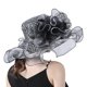 thumbnail image 3 of SAYOO Sombrero de mujer elegante tela de malla plegada con flores adornadas con cornisa ancha SAYOO  moda, 3 of 4