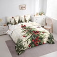 thumbnail image 3 of Feelyou Retro Christmas Tree Twin Bedding Sets 7-Piece, Red Princess Bowknot Bedding Comforter Set, Winter Plant Pine Reversible Sheet Sets, Luxury Bedroom Decor, 3 of 7