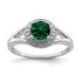 thumbnail image 4 of 925 Sterling Silver Rhodium-Plated Diamond and Created Emerald Ring Size 5, 4 of 5
