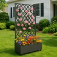 thumbnail image 5 of Ataucjin Metal Planter Box,Diamond Lattice Trellis Planter Box, for Climbing Plants and Vines, Galvanized Raised Garden Bed on Wheels, Garden Bed with Trellis, 5 of 6