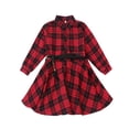 thumbnail image 2 of Cathalem Girls Chambray And Tulle Dress Girls Casual Dress Belt Long Sleeve Buffalo Check Black Girls Winter Clothes Size 6 Years Dress E 4-5T, 2 of 4