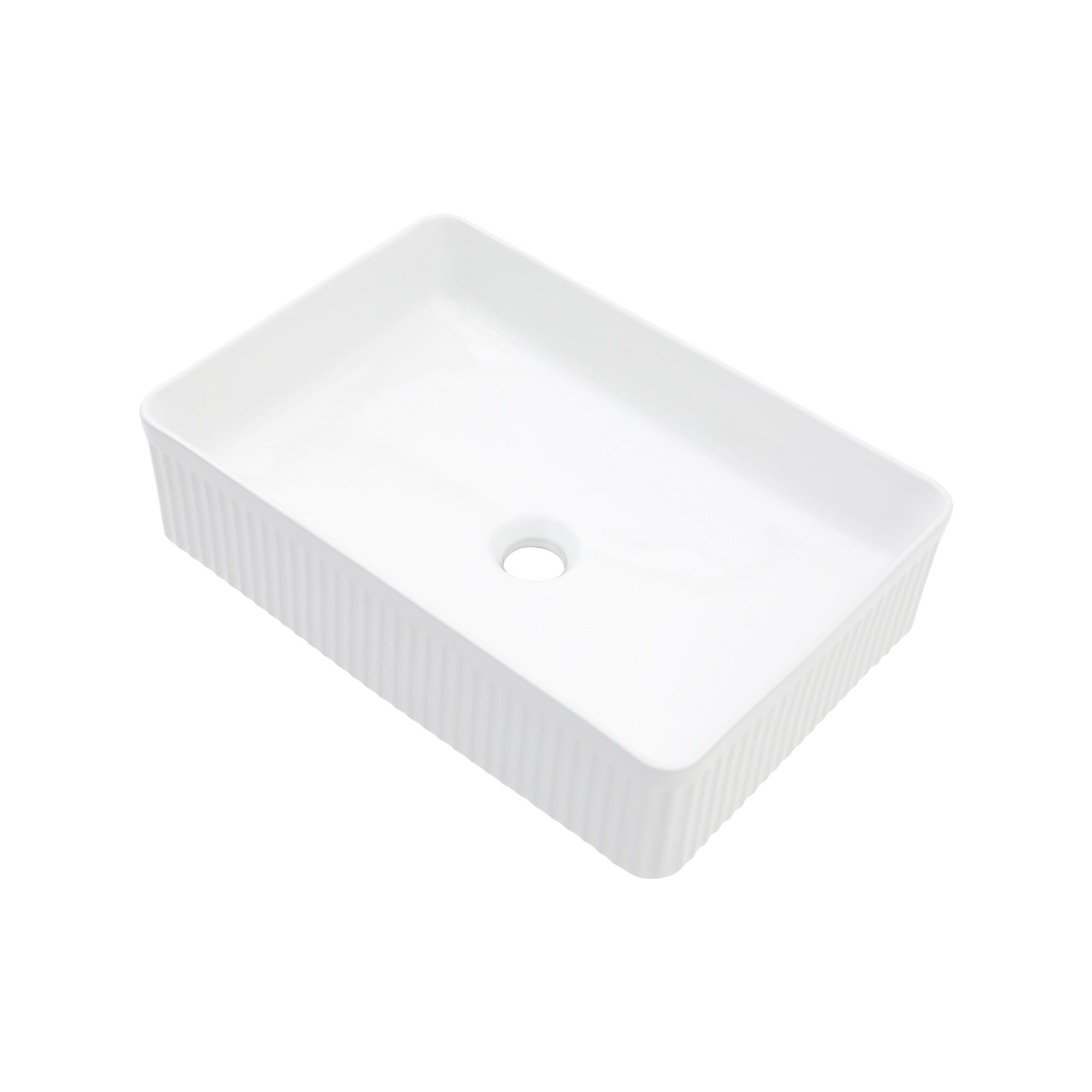 Logmey 19"x13" White Bathroom Vessel Sink Rectangular Ceramic Sink Porcelain Vanity Basin