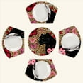 thumbnail image 2 of Black leopard hearts butterflies Round Table Placemats Set Of 5 Wedge Table Mats Washable Heat Resistant Place Mat For Dining Table Kitchen Farmhouse Restaurant, 2 of 6