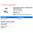 thumbnail image 2 of Brake Master Cylinder - Compatible with 2008 Ford Escape - Centric, 2 of 2