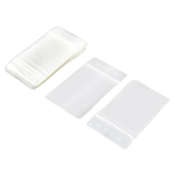 Office Meeting Business Plastic Vertical ID Card Badge Holder Pouch Clear 12pcs