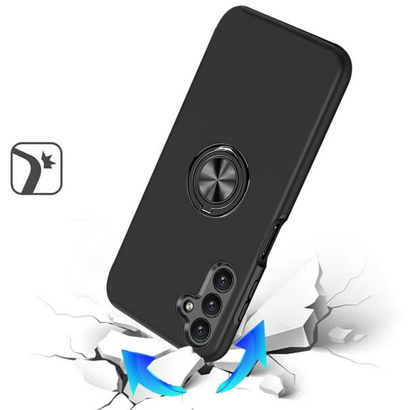 For Samsung Galaxy A26 Case, Hybrid 360 Degree Rotatable Metal Invisible Ring Stand Holder Slim Fit Magnetic Car Mount Shockproof Phone Cover (Black)