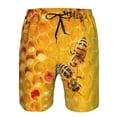 thumbnail image 4 of Kll Bees On Hive Honeycomb Men'S Casual Summer Beach Shorts Hawaiian Shorts With Pockets-Xx-Large, 4 of 9