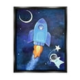 thumbnail image 2 of Stupell Industries Animals in Outer Space Rocket Ship Star Balloon Night Sky Graphic Art Metallic Gold Floating Framed Canvas Print Wall Art, Design by Andrea Doss, 2 of 5