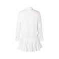 thumbnail image 3 of Chemise Femme Couleur Unie Robe une Pièce, Revers Jupe Plissée à Manches Longues, 3 of 6