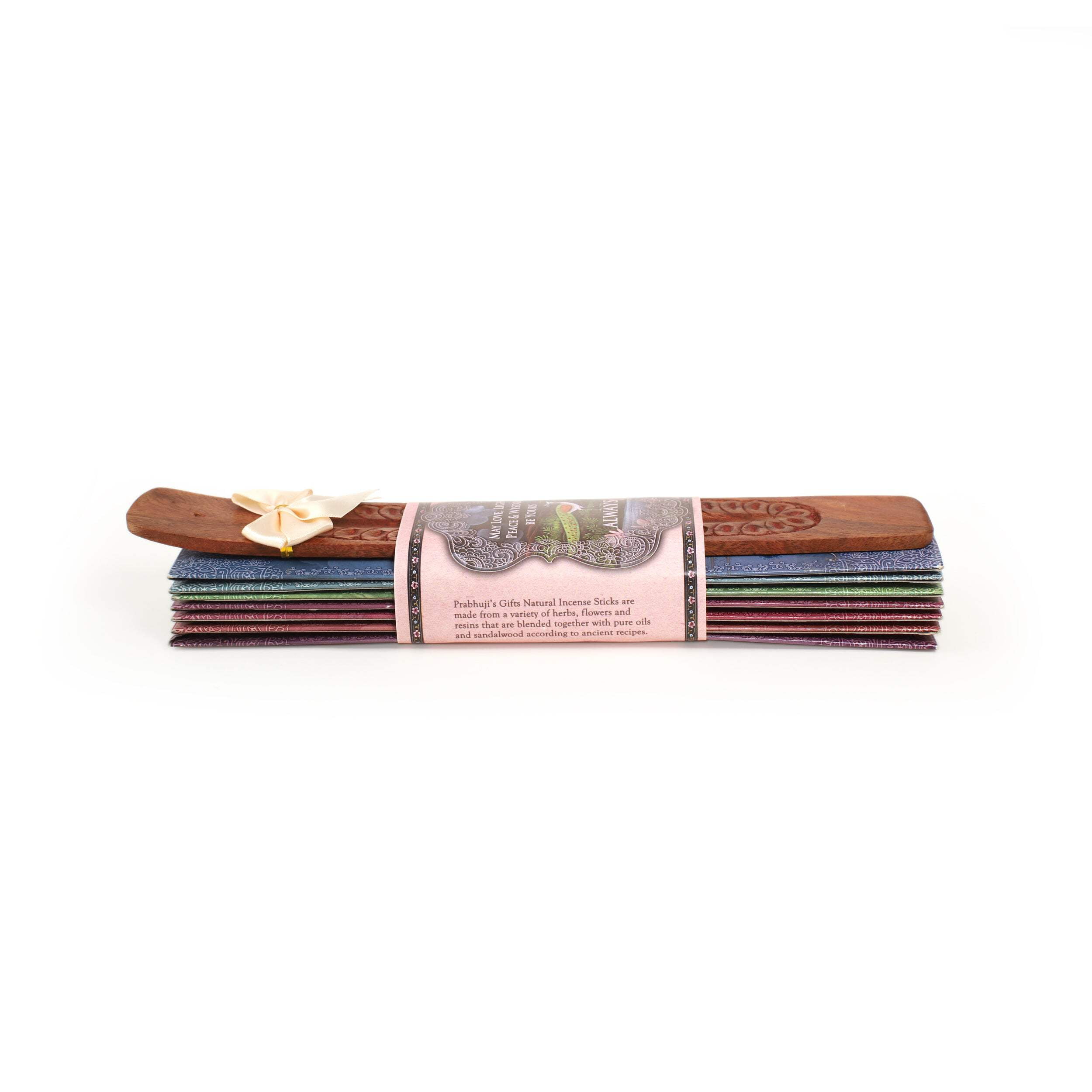 Incense Gift Set - Flat Burner + 7 Harmony Incense Stick  Greeting May Love, Light, Peace  Wisdom be Yours Always