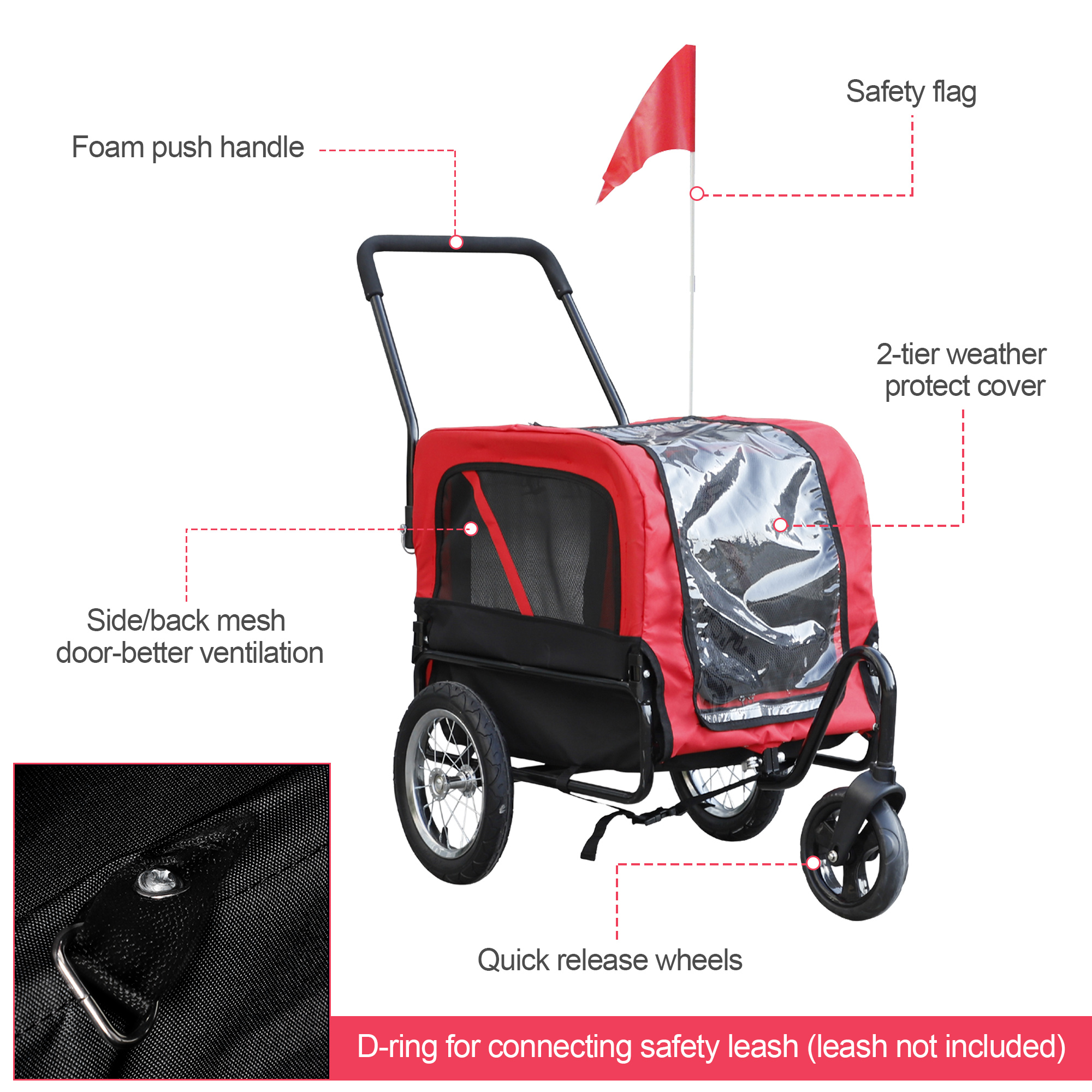 aosom elite jr dog bike trailer pet stroller