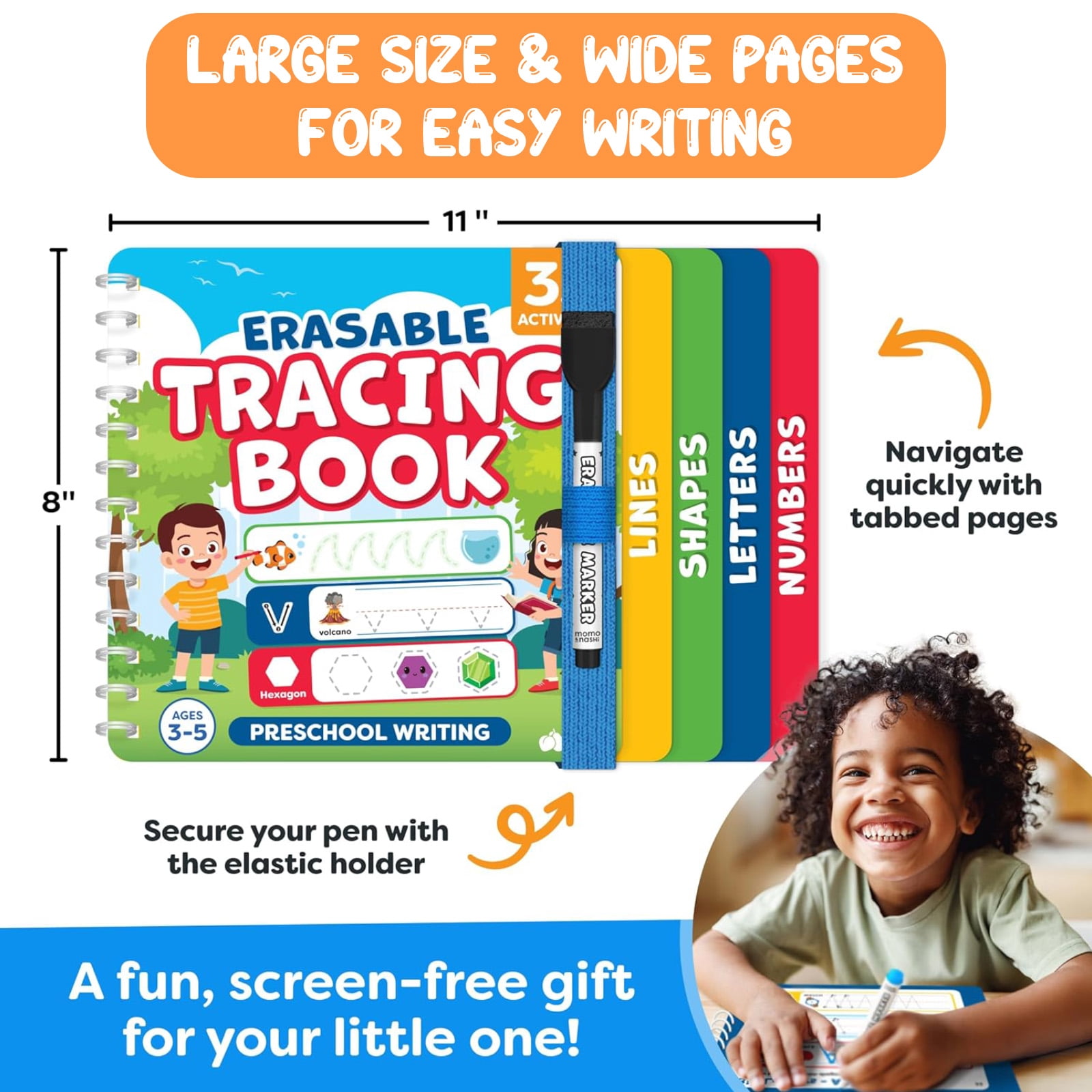 Tracing Books for Kids Ages 3-5 Toddler, Preschool Learning Activities -Handwriting Practice Tracing for Kids 3-4, Preschool Kindergarten Workbooks, Learning Books for 4-5 Year Olds