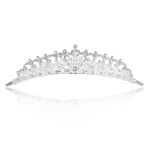 SAMKY Bridal Tiara with Heart Pattern Crystal Beads – Romantic Wedding Crown