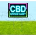 thumbnail image 1 of Cbd Infused Candy Neon (18" x 24") Yard Sign, Includes Metal Step Stake, 1 of 6